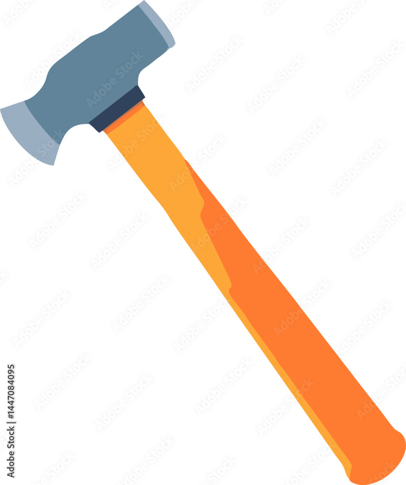 Orange-Handled Hammer Tool Icon Illustration Orange-Handled Hammer Tool Icon Illustration