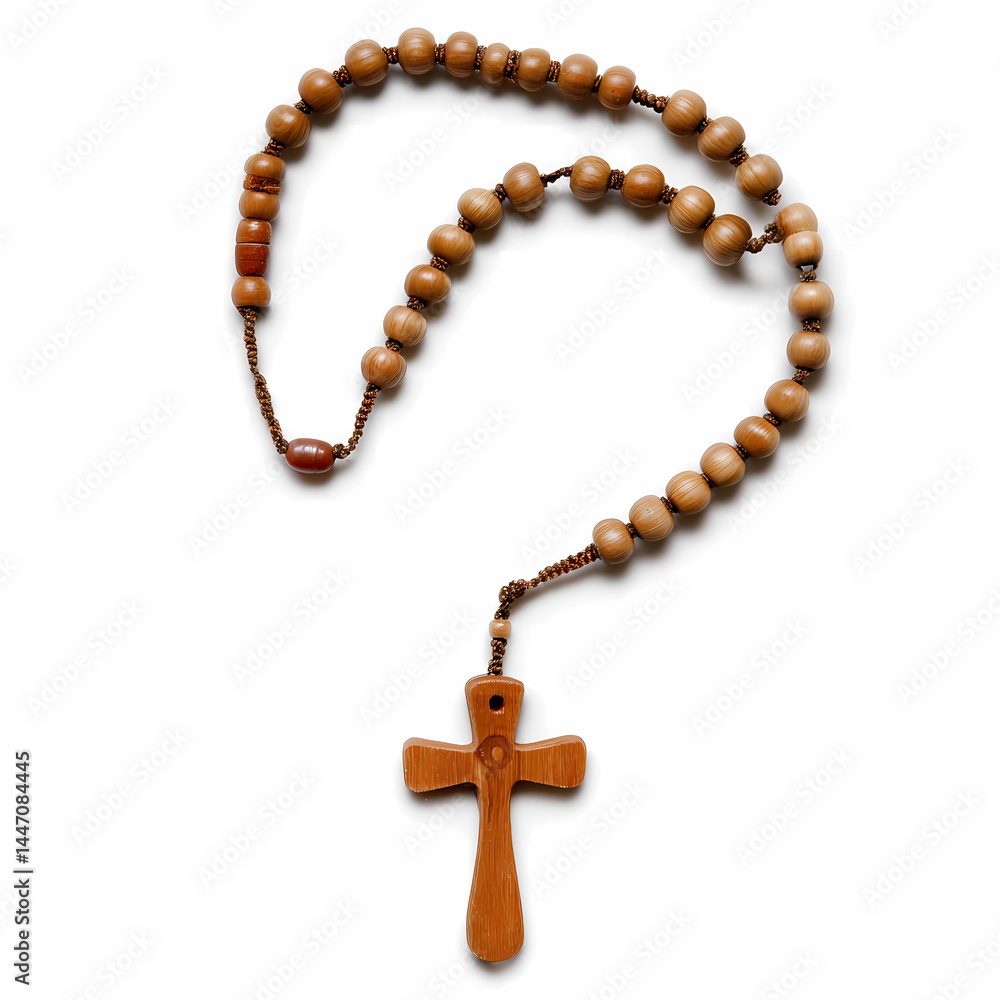 Naklejka premium A wooden cross with a rope hanging from it