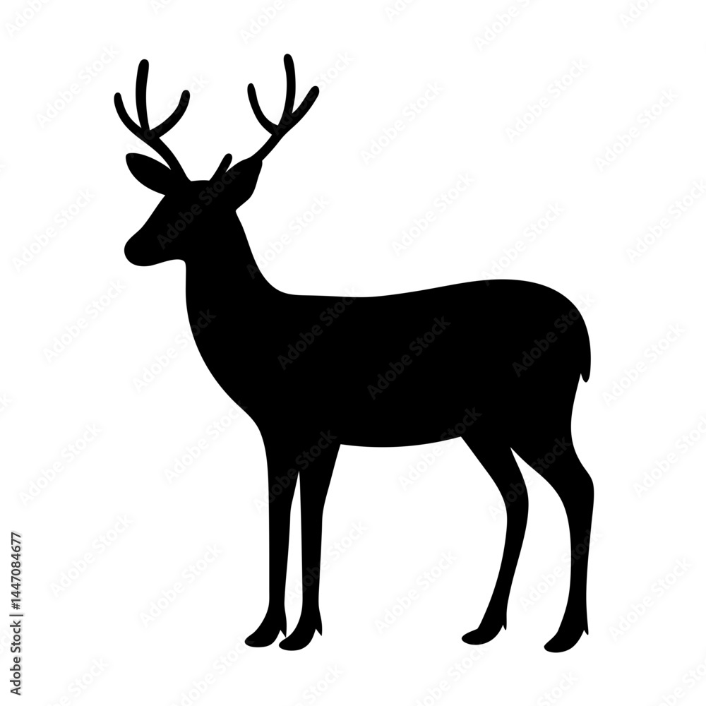 Obraz premium Elegant silhouette of a deer standing gracefully against a plain background