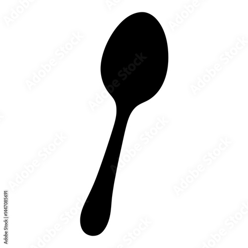 Silhouette of a spoon used for eating, stirring, or serving food