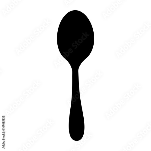 Simple and elegant black silhouette of a spoon on a white background