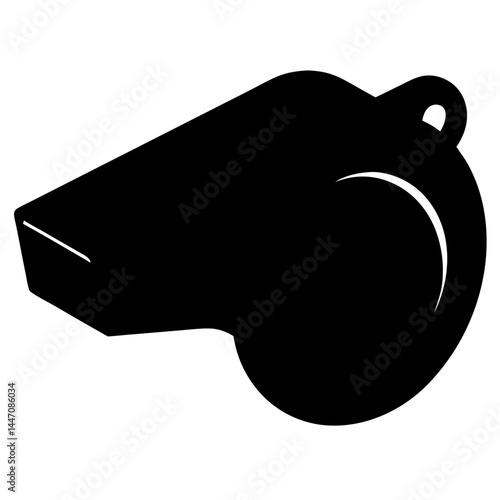 Simple black and white illustration of a classic sports referee whistle