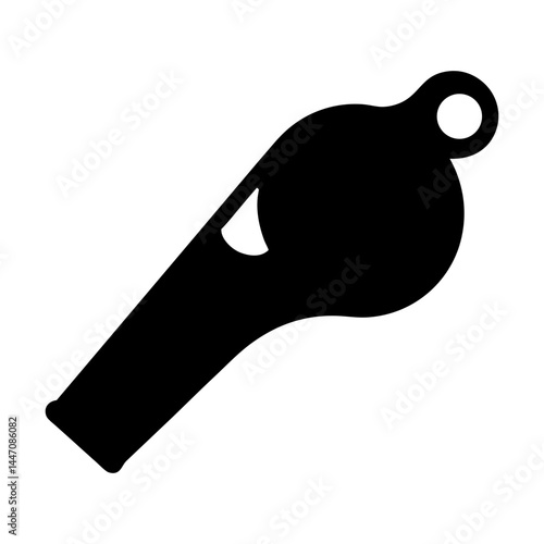 Black silhouette of a whistle on a white background ready to use