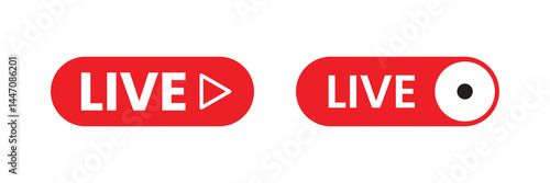 Live, streaming, broadcasting, online stream button, icon. Vector illustration
