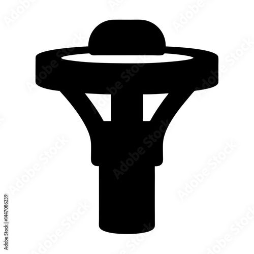 Silhouette of an airport control tower with a circular top, providing visibility
