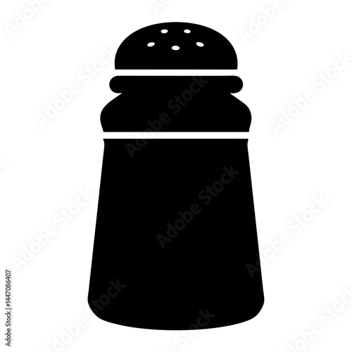 A minimalist black and white illustration of a salt or pepper shaker
