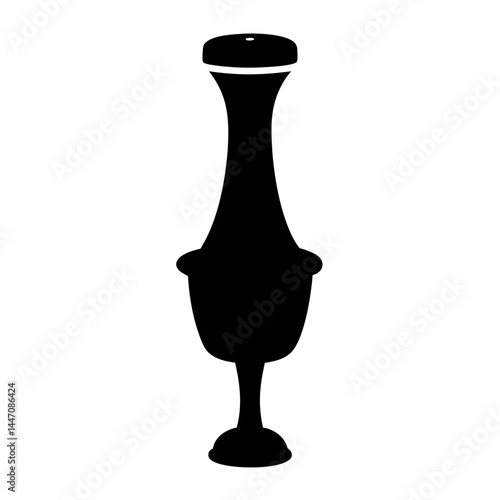 Silhouette of an elegant longnecked vase with a rounded body