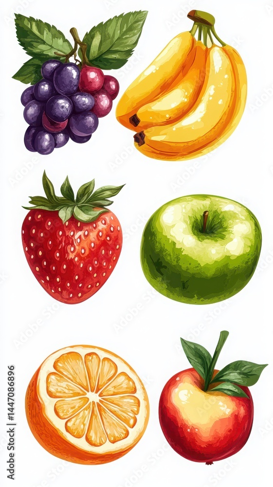 A bright juicy fruit combo isolated on white. A bright juicy fruit combo isolated on white.