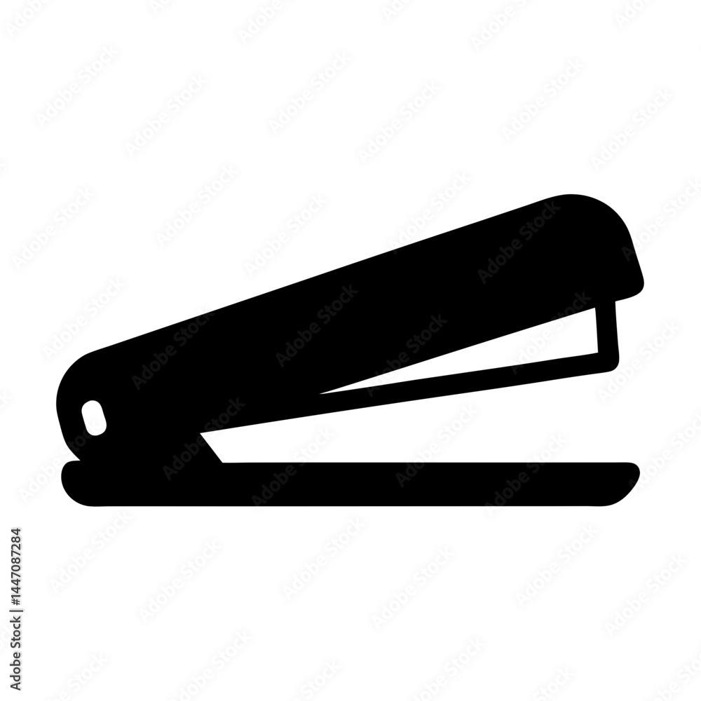 Black office stapler used to staple paper documents together, a simple design Black office stapler used to staple paper documents together, a simple design