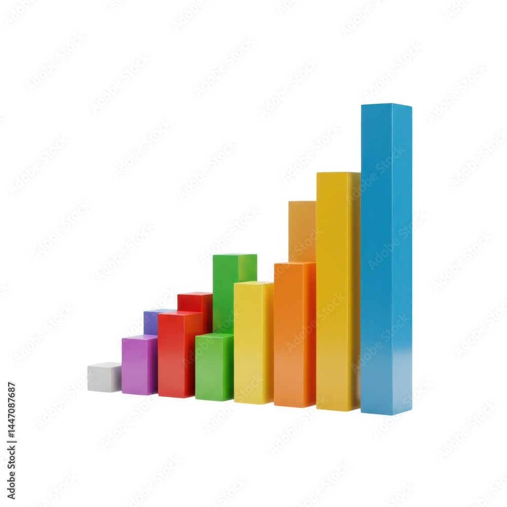 Colorful bar graph showing growth and success in business and finance Colorful bar graph showing growth and success in business and finance
