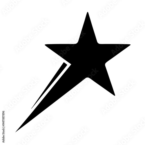 Stylized black star with a streak of lines representing speed and motion