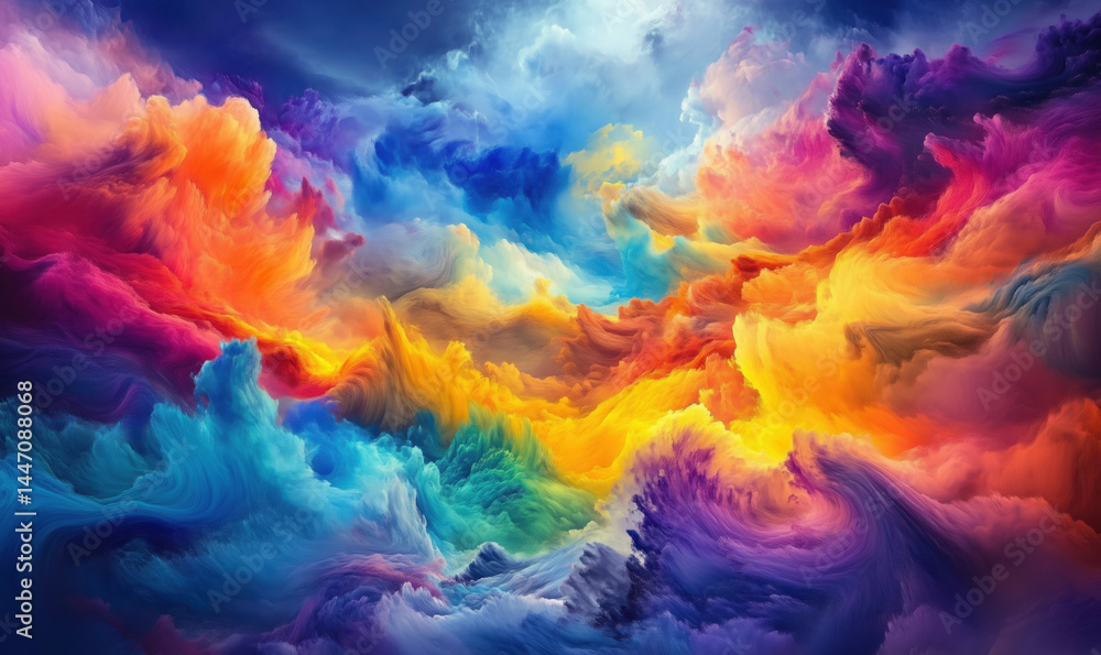 Vibrant abstract cloudscape with swirling colors and dynamic textures. Vibrant abstract cloudscape with swirling colors and dynamic textures.