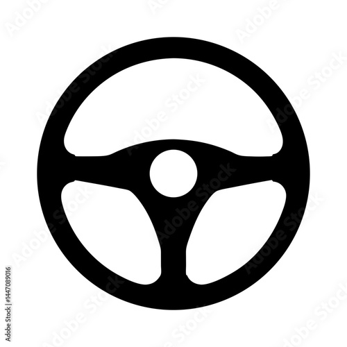 Stylized black and white steering wheel icon for automotive applications