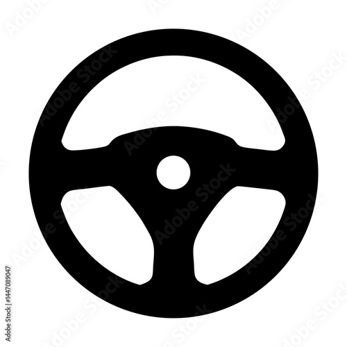 Black and White Illustration of a Vehicle Steering Wheel and System