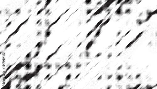 Grunge halftone background. Faded grit noise texture. black and white dotted wallpaper. Retro pixelated backdrop. Anime or manga style comic overlay. Vector graphic design textured template. 