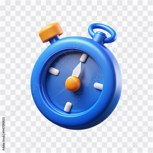 3D Stopwatch Icon PNG | Timer Clock Render | Time Tracker Illustration Design
