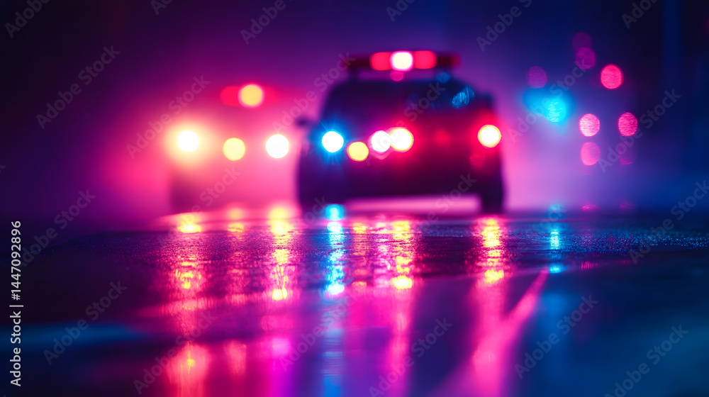Blurred background of police flashing lights at the crime scene illustration Blurred background of police flashing lights at the crime scene illustration