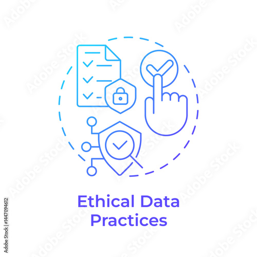 Ethical data practices blue gradient concept icon. Asking for permission. Benefit of consent management. Round shape line illustration. Abstract idea. Graphic design. Easy to use in article