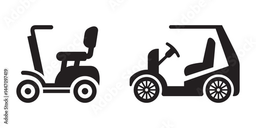 Electric mobility scooter vector silhouettes