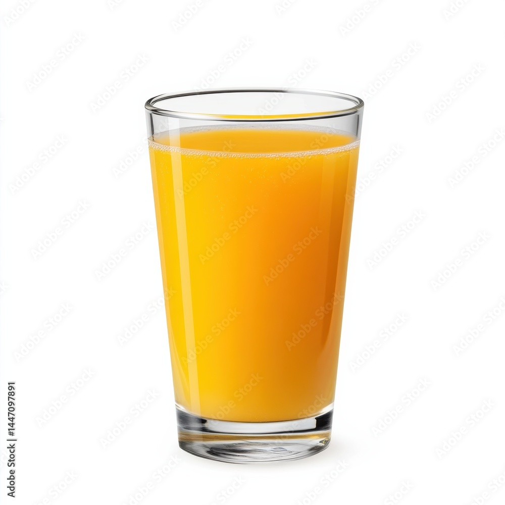 Clear Glass with Fresh Orange Juice Isolated on White Background Clear Glass with Fresh Orange Juice Isolated on White Background