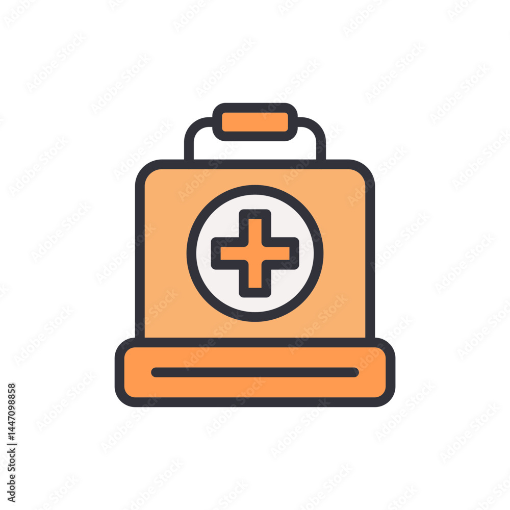 Fototapeta premium First aid kit colored icons, minimalist vector illustration ,simple transparent graphic element .Isolated on white background
