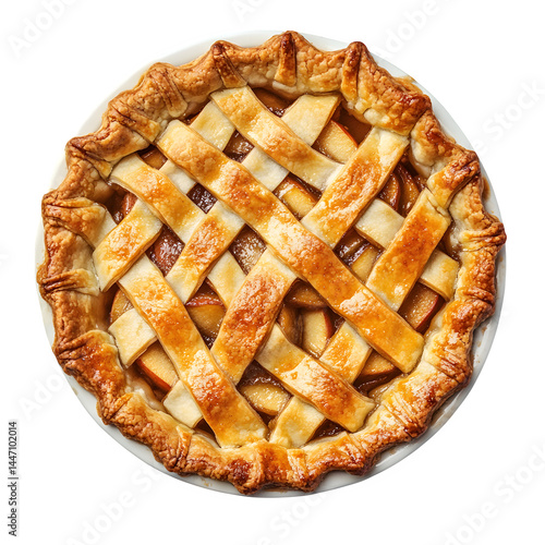 Baked apple pie isolated on white background