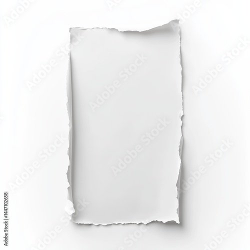Rectangular Piece of Torn White Paper on a Light Background