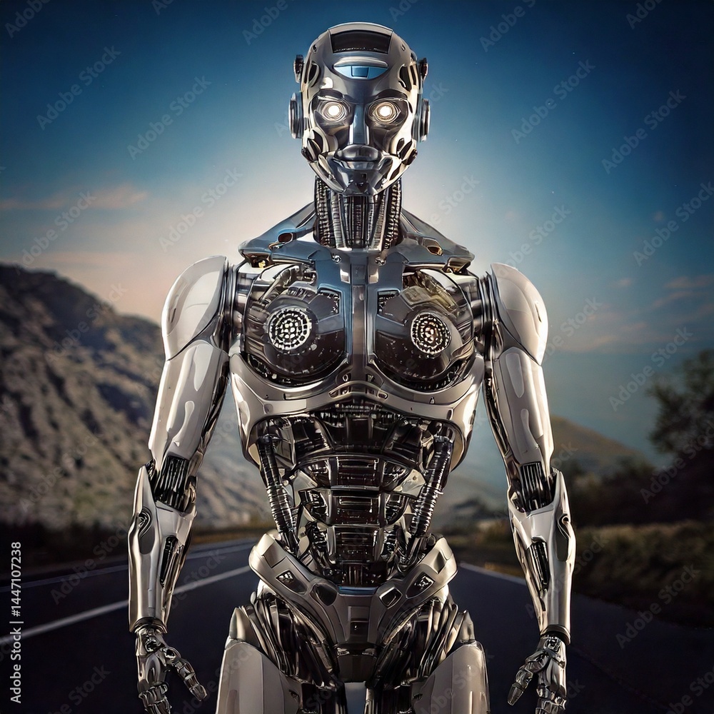 Fototapeta premium Futuristic humanoid robot