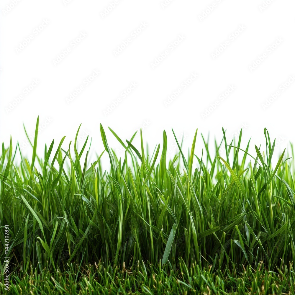 Fototapeta premium Sharp and Clear Texture of Fresh Green Grass Against White Background
