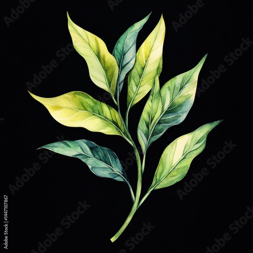 Intricate Design of Tropical Leaves on a Dark Background