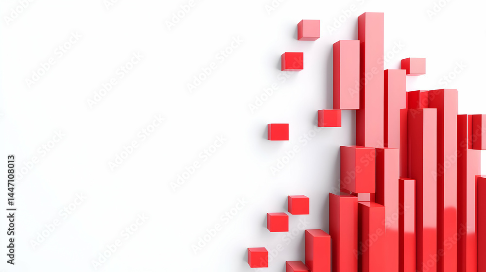 Abstract Red Blocks Creating Geometric Pattern on White Background Abstract Red Blocks Creating Geometric Pattern on White Background