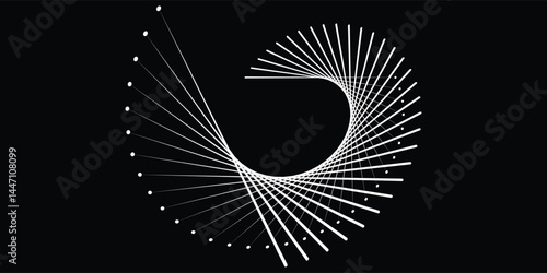 Rhythmic wave spiral dynamic lines with abstract circle vector background