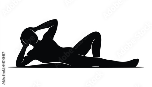 Person Lying Down with Hands on Head Silhouette