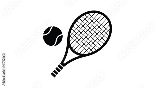 Tennis Racket and Ball Icon for Sports Design