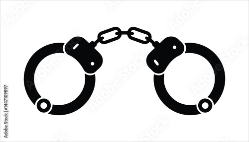 Handcuffs Icon, Black and White Police Arrest Symbol for Crime and Law Design