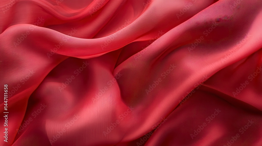 Obraz premium Draped red fabric with soft folds and subtle light reflections.