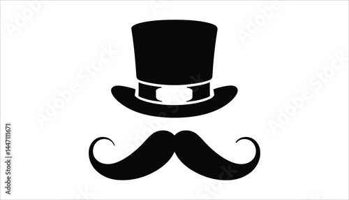 Mustache and Top Hat Icon for Vintage Style