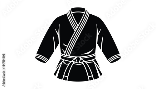 Martial Arts Gi Silhouette Vector. Karate Judo Kimono Illustration. Combat Sports Uniform Icon Design.