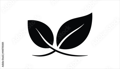 Leaf Icon Silhouette Vector. Black Botanical Nature Symbol. Minimal Eco Plant Design Illustration