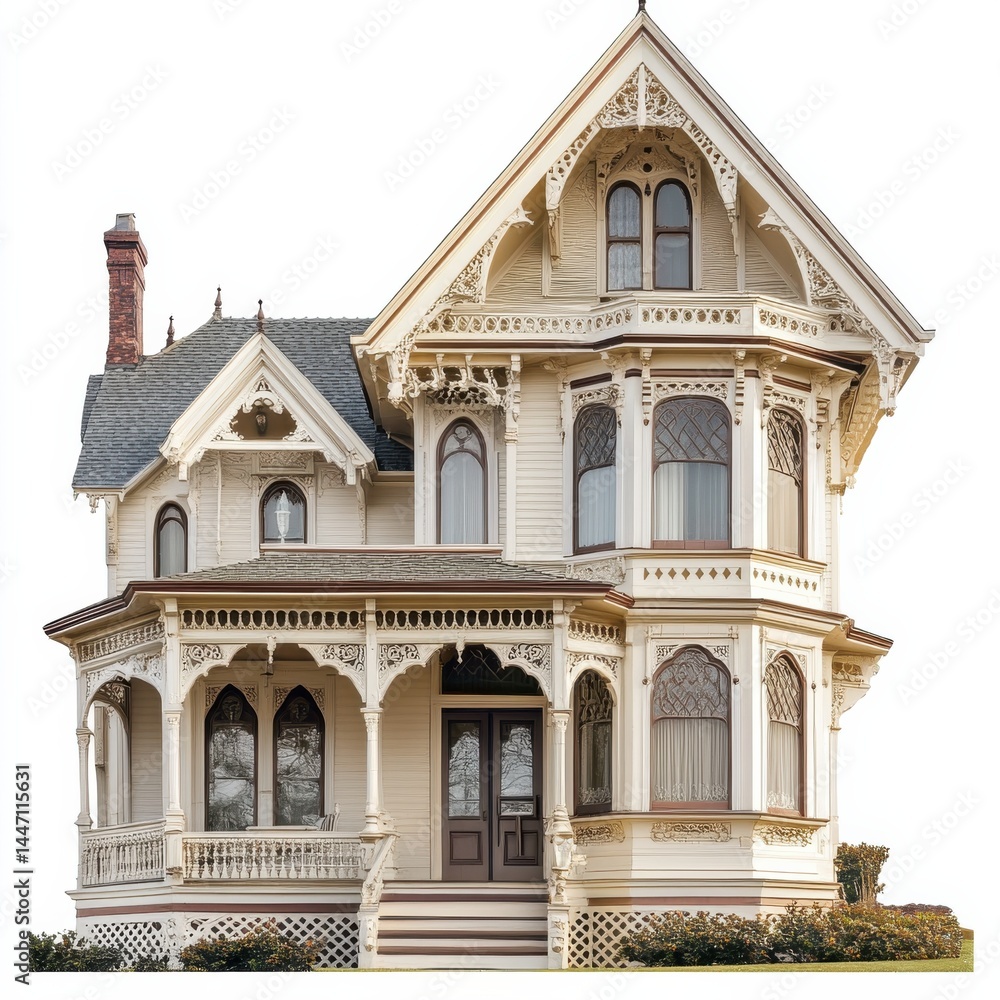 Fototapeta premium Classic Victorian House with Ornate Details and Architectural Features