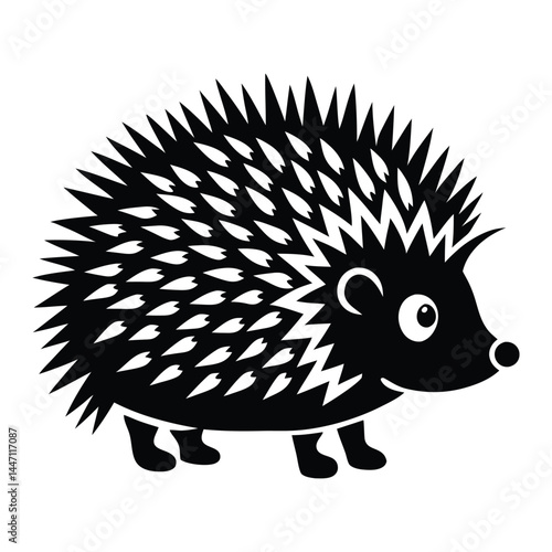 Hedgehog Silhouette Vector Art on White Background, Cute hedgehog silhouette symbol logo