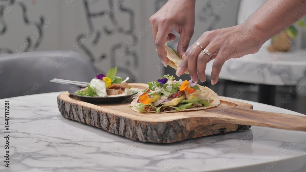 Hand preparing food