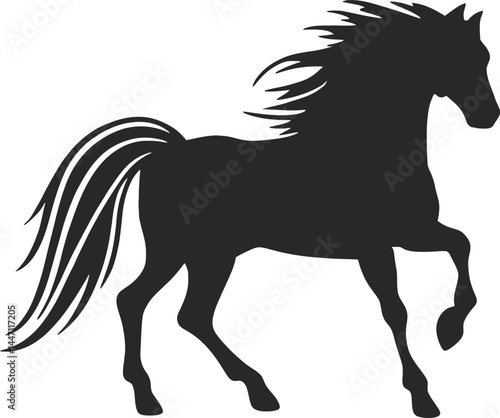 Dynamic Black Silhouette Vector of a Galloping Horse