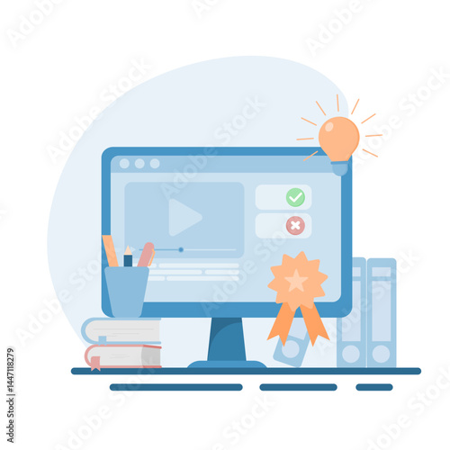 Distance learning concept, distance education. long distance communication illustration.