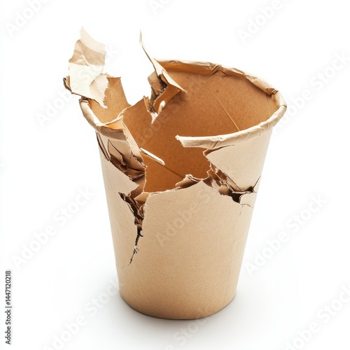 Crushed Paper Cup Isolated on White Background for Creative Projects