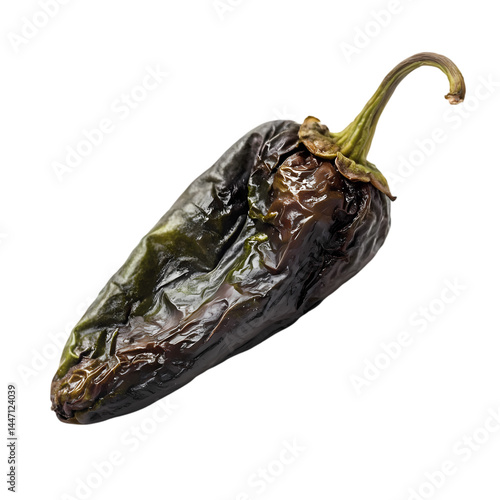 Roasted Poblano Pepper Dark and Flavorful isolated on transparent background