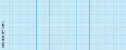 Blue grid background with lined blueprint pattern. Ideal sheet texture for digital charts, graphs, or measured drawing templates.