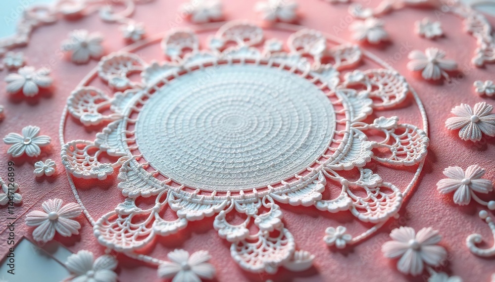 Obraz premium Intricate floral lace doily, delicate texture, photography, mesh