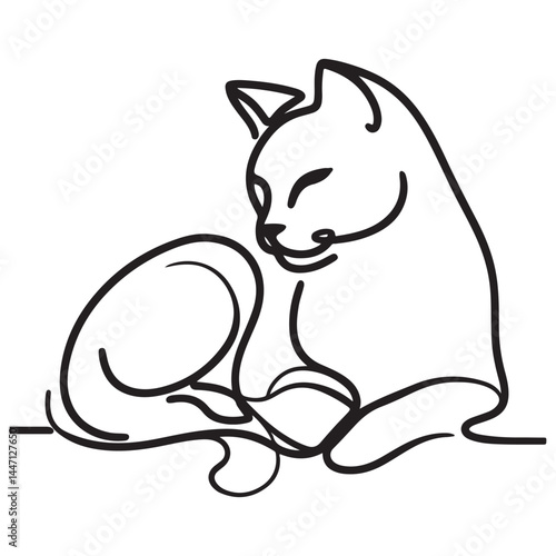 Stylized Cat Silhouette Illustration Feline Pet Domestic Animal Design