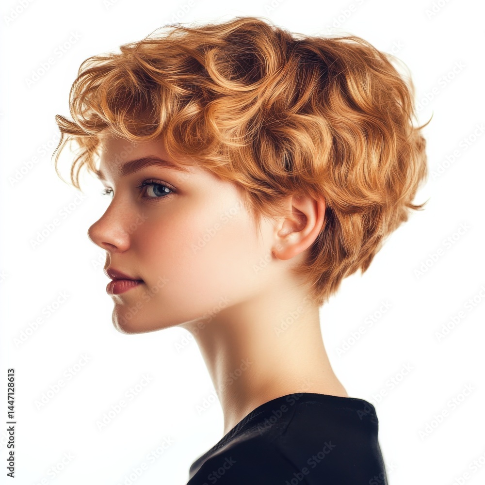 Fototapeta premium Chic and Bold Short Curly Hairstyle for a Modern Look